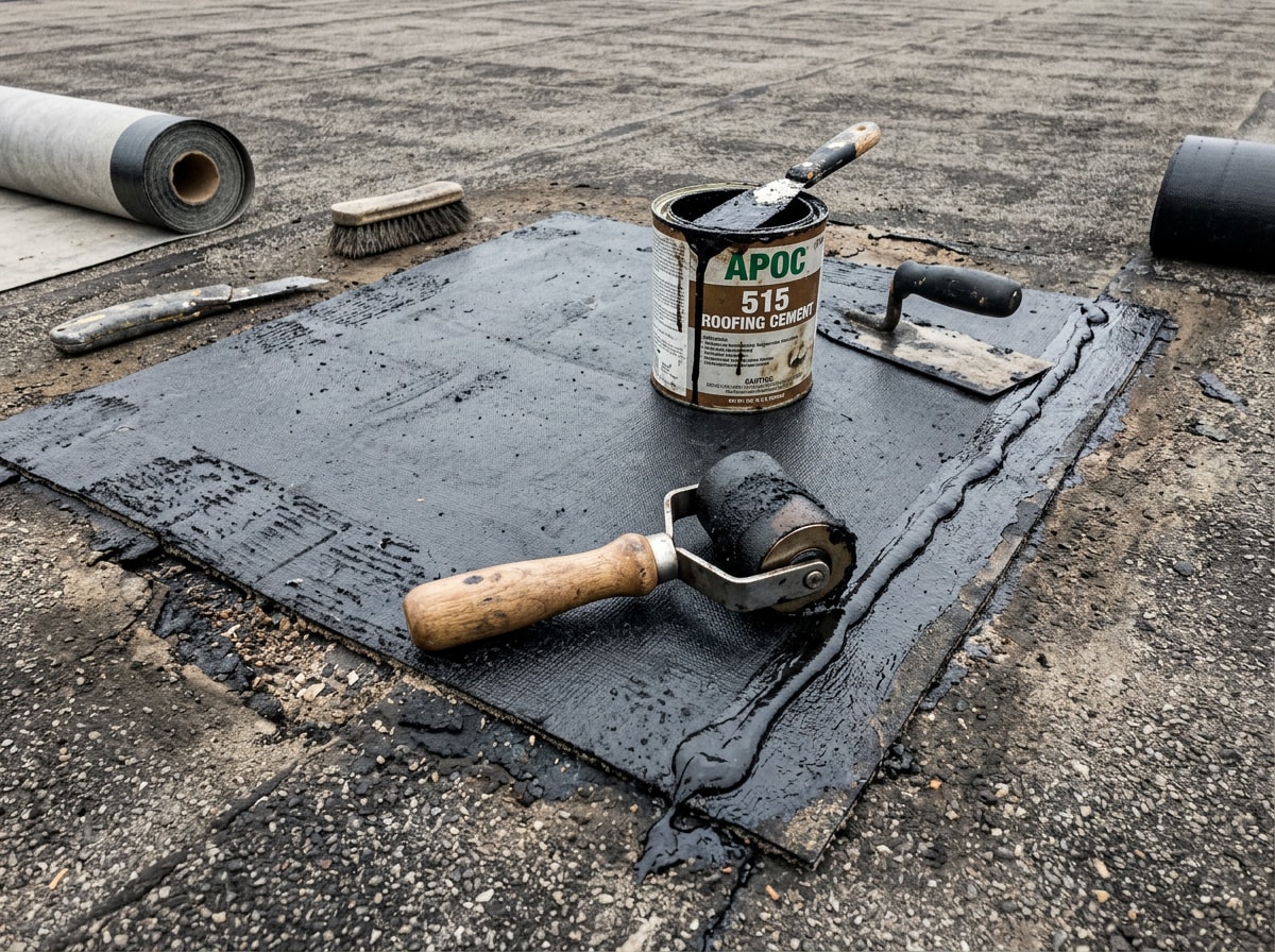 Asphalt flat roof repair in progress on a Weiser, ID property