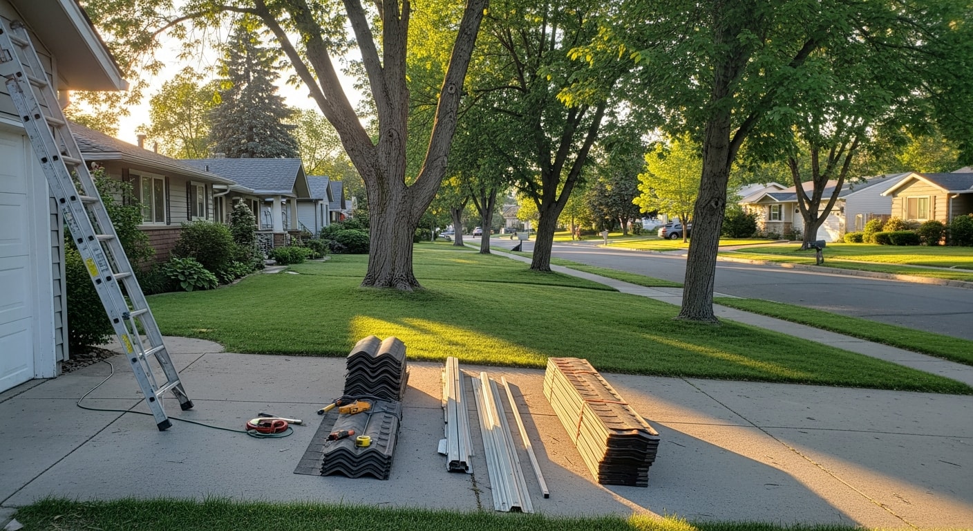 Boise residential neighborhood with mature trees and mixed-style homes on tree-lined street.