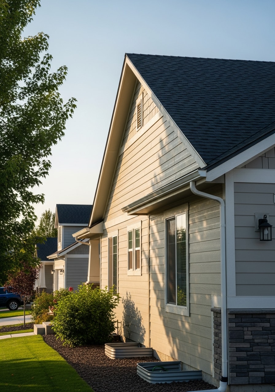 Meridian home exterior showcasing contemporary construction and quality finishes.